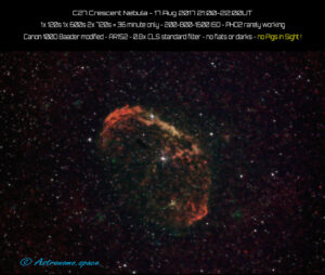C27 Crescent Nebula - 17 Aug 2017 21:00-22:00UT