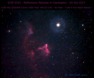 IC59 IC63 - Reflections Nebulae in Cassiopeia - 24 Oct 2017
