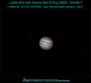 Jupiter and main moons test 12 Aug 2022 - 22:48UT