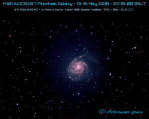 M101 (NGC5457) Pinwheel Galaxy - 13-16 May 2018 - 22:19-00:35UT