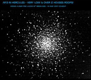 M13 in Hercules - 14 May 2017 ~23:00UT Stack of 14 Monochrome images LX200 10" 0.5x reducer 178c camera