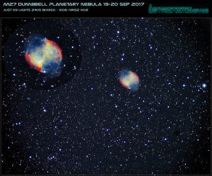  M27 Dumbbell Planetary Nebula - 19-20 Sep 2017 Just 9x Lights 240s ISO800 - 100D AR152 x0.8