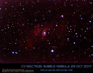 C11 NGC7635 Bubble Nebula 29 Oct 2017 Tested 178c on AR152