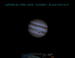 Jupiter 20 April 2015 - 21:48-49BST - webcam - IO's Transit - sky real colours