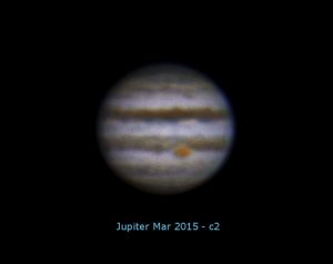 as above Enhanced Jupiter 8 Mar 2015 - 20:59GMT - webcam - better seeing - 2nd elaboration - £. 50 TU Cam!