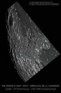 Moon - Grimaldi, Billy, Gassendi, etc. - Camera was misbehaving 09 May 2017 - ~21:34UT