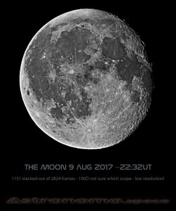 Moon - 9 Aug 2017 - ~22:32UT Low resolution